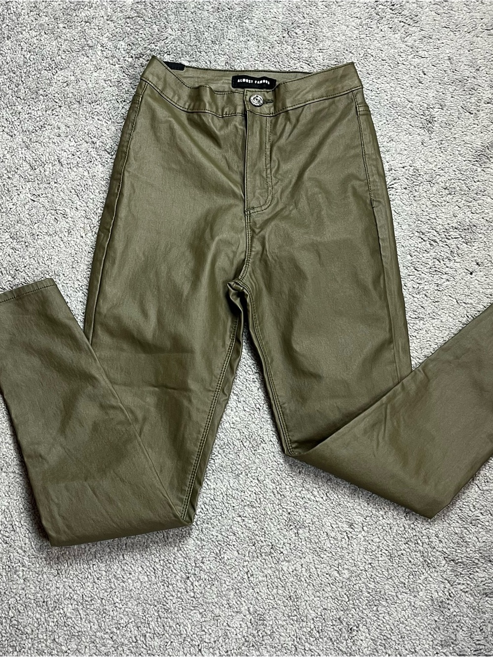 Almost Famous Faux-Leather Olive Skinny Pants
